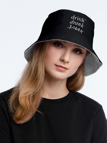 Панама Drunk со светящимся принтом, черная 3