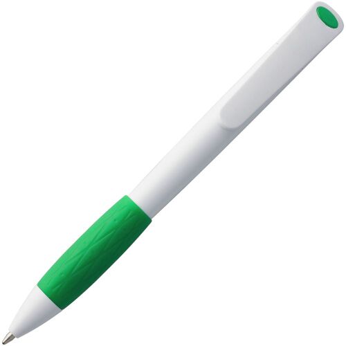 Ручка шариковая Grip, белая с зеленым 3 Ручка шариковая Grip, белая с зеленым 3