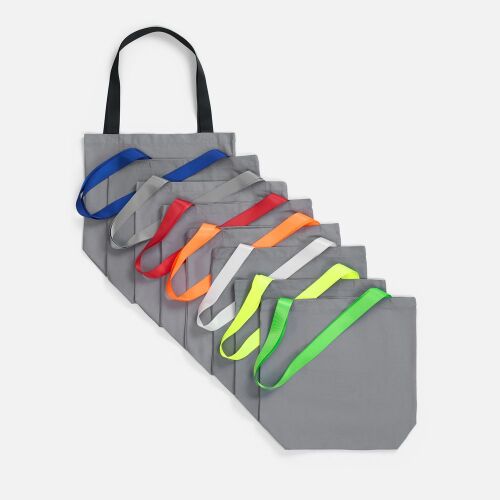 Шопер B5, серый с широкими зелеными ручками 2