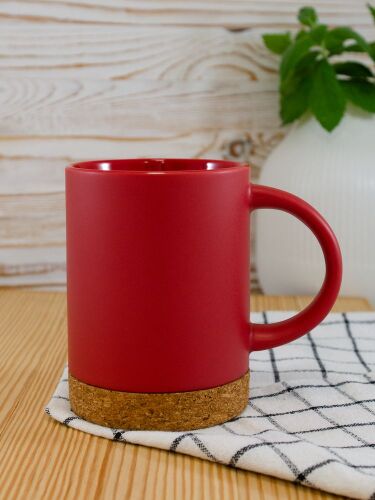 Кружка с пробковой подставкой Corky, красная 5