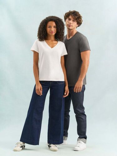 Футболка унисекс Regent с V-образным вырезом, молочно-белая, раз 4