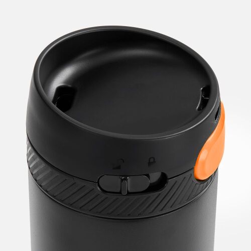 Термостакан X1 с цветной кнопкой, черный с оранжевым 3