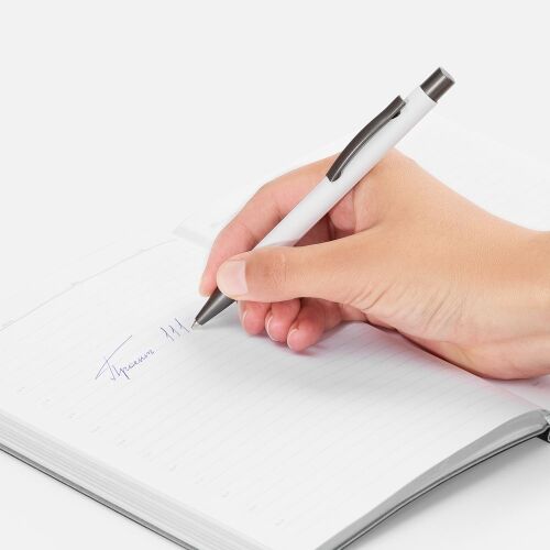 Ручка шариковая Atento Soft Touch, белая 4