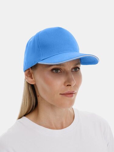 Бейсболка Classic 2.0, синяя с белым кантом 3
