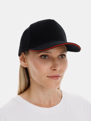 Бейсболка Classic 2.0, черная с красным кантом 3