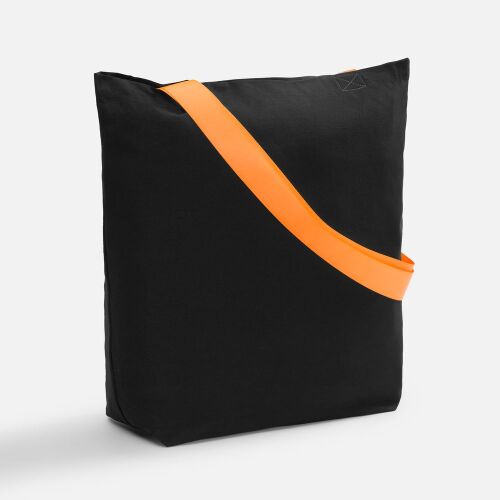 Шопер B5, черный с широкими оранжевыми ручками 1