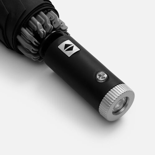 Зонт обратного сложения Norsken с фонариком, черный 4