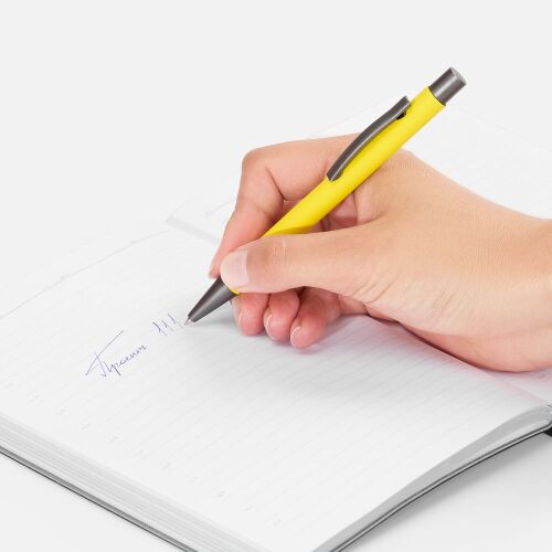Ручка шариковая Atento Soft Touch, желтая 4