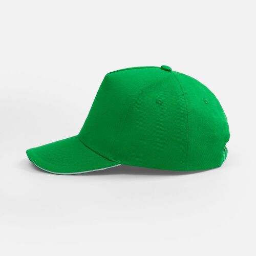 Бейсболка Classic 2.0, ярко-зеленая с белым кантом 1
