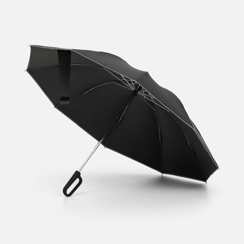 Зонт обратного сложения с ручкой-карабином Foldberry, черный 1