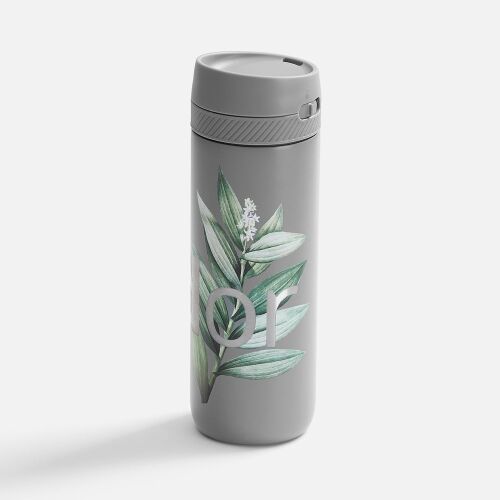 Термостакан X1 с цветной кнопкой, серый с белым 7