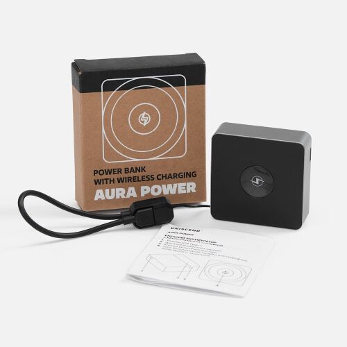 Внешний аккумулятор с беспроводной зарядкой Aura Power, серый 6 Внешний аккумулятор с беспроводной зарядкой Aura Power, серый 6