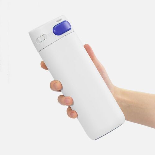 Термостакан X1 с цветной кнопкой, белый с синим 4