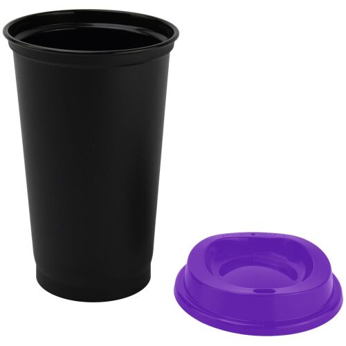 Стакан с крышкой Color Cap Black, черный с фиолетовым 2 Стакан с крышкой Color Cap Black, черный с фиолетовым 2