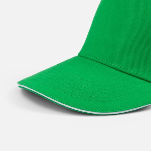 Бейсболка Classic 2.0, ярко-зеленая с белым кантом 2