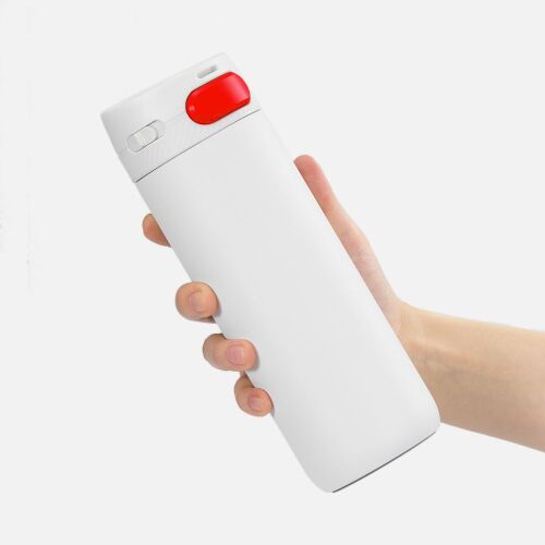 Термостакан X1 с цветной кнопкой, белый с красным 4