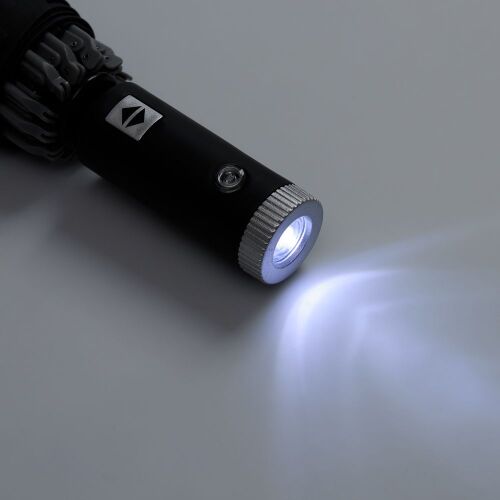 Зонт обратного сложения Norsken с фонариком, черный 5