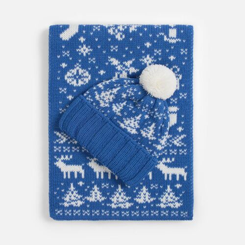 Шарф Holidale, синий с молочным 4