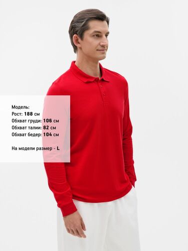 Рубашка поло с длинным рукавом Prime LSL, красная, размер 4XL 4