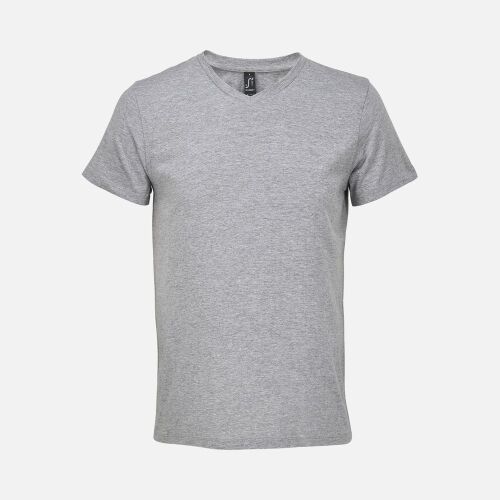 Футболка унисекс Regent с V-образным вырезом, серый меланж, разм 1