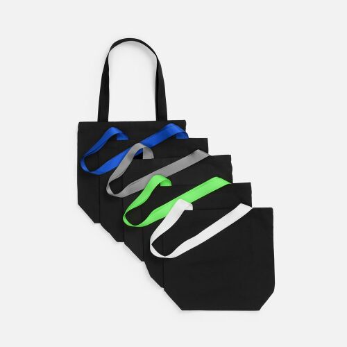 Шопер B5, черный с широкими белыми ручками 2