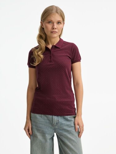 Рубашка поло женская Brandy Women, бордовая с белым, размер XS 3