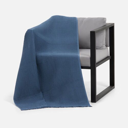 Плед вафельный Elenglect, темно-синий 4