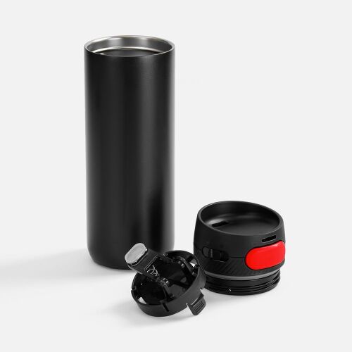Термостакан X1 с цветной кнопкой, черный с красным 2