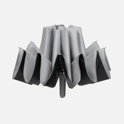 Зонт обратного сложения с ручкой-карабином Foldberry, серый 5