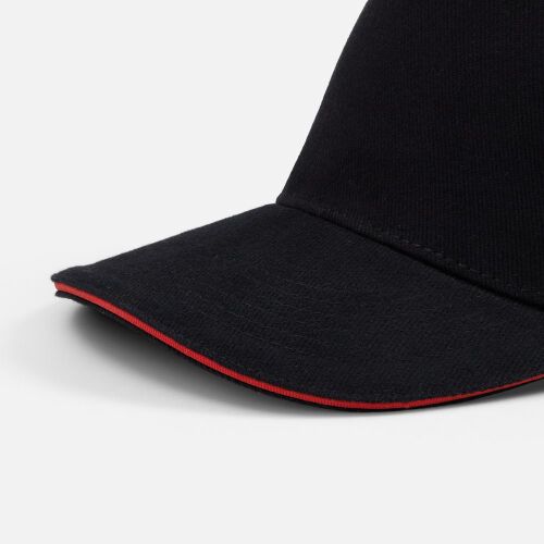 Бейсболка Classic 2.0, черная с красным кантом 2