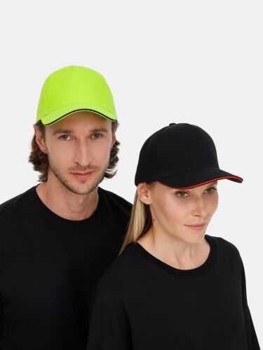 Бейсболка Classic 2.0, черная с красным кантом 7