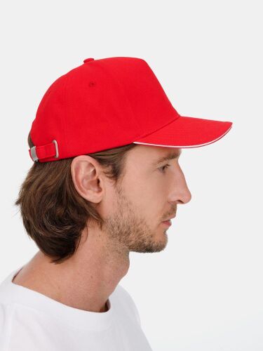 Бейсболка Classic 2.0, красная с белым кантом 6