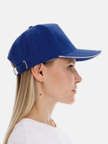 Бейсболка Classic 2.0, ярко-синяя с белым кантом 3