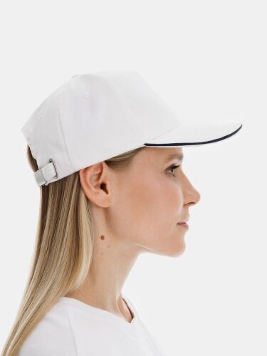Бейсболка Classic 2.0, белая с темно-синим кантом 4