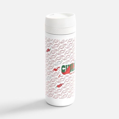 Термостакан X1 с цветной кнопкой, белый с зеленым 7