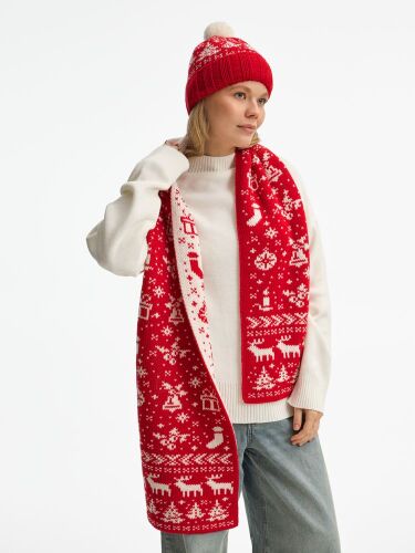 Шарф Holidale, красный с молочным 5