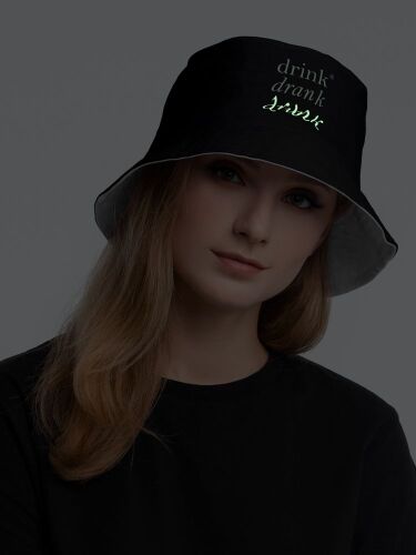 Панама Drunk со светящимся принтом, черная 4