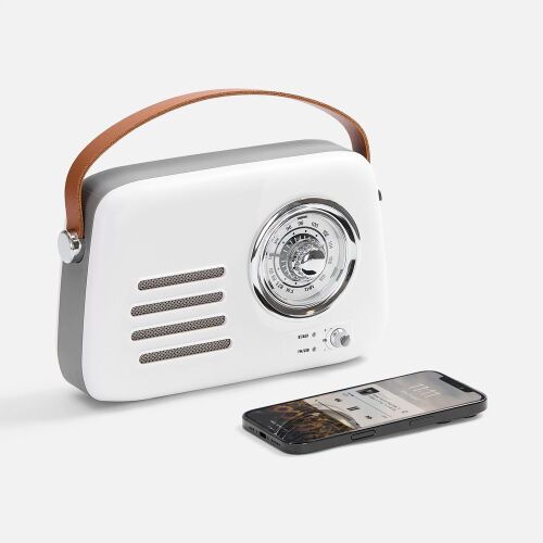 Bluetooth-колонка с радио Retronica, белая 3