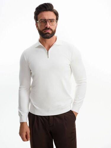 Рубашка поло мужская с длинным рукавом Terrazzo, белая, размер 2XL/3XL