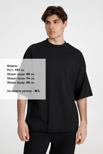 Футболка оверсайз унисекс T9, черная, размер M/L 1