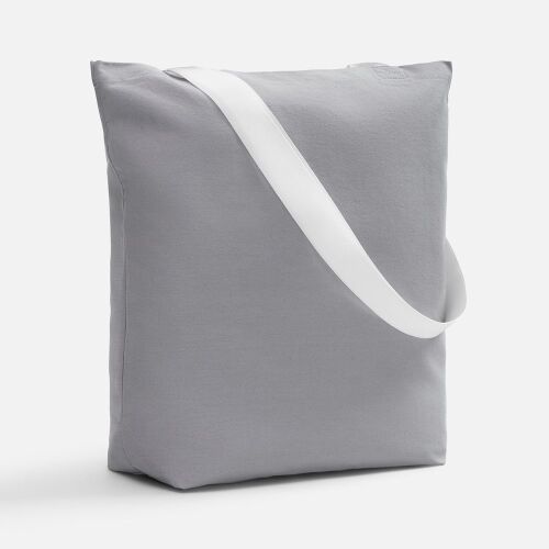 Шопер B5, серый с широкими белыми ручками 1