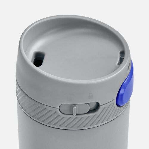 Термостакан X1 с цветной кнопкой, серый с синим 4