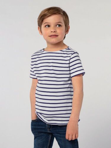 Футболка Miles Kids белая с темно-синим, размер 04Y 2
