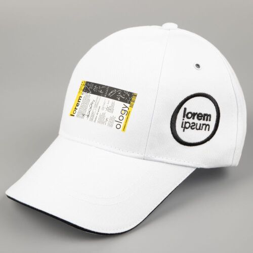 Бейсболка Canopy, белая с темно-синим кантом 5