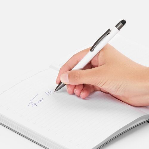 Ручка шариковая Atento Soft Touch со стилусом, белая 4