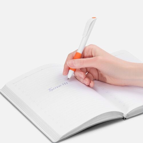 Ручка шариковая Grip, белая с оранжевым 4