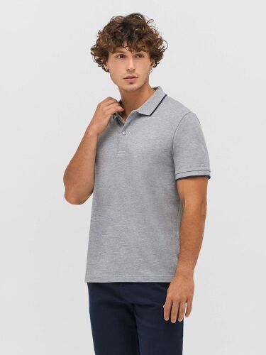 Рубашка поло унисекс Palermo, серый меланж с темно-синим, размер 4
