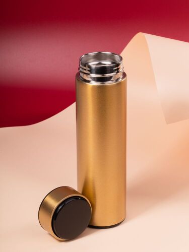Смарт-бутылка с заменяемой батарейкой Long Therm, золотистая 5