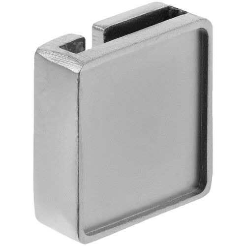 Квадратный шильдик на резинку Epoxi, матовый серебристый 1