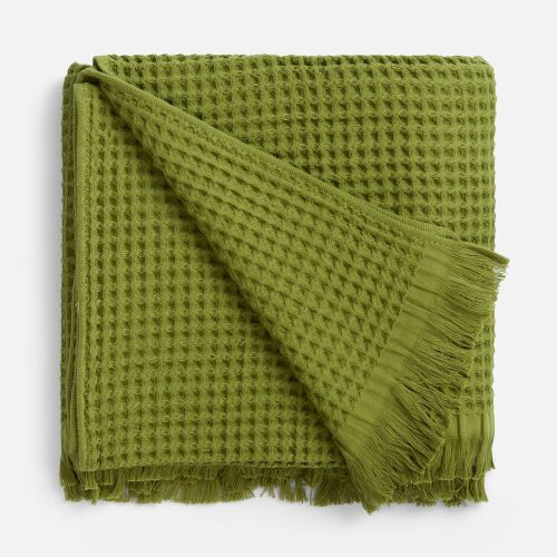 Плед вафельный Elenglect, зеленый 2